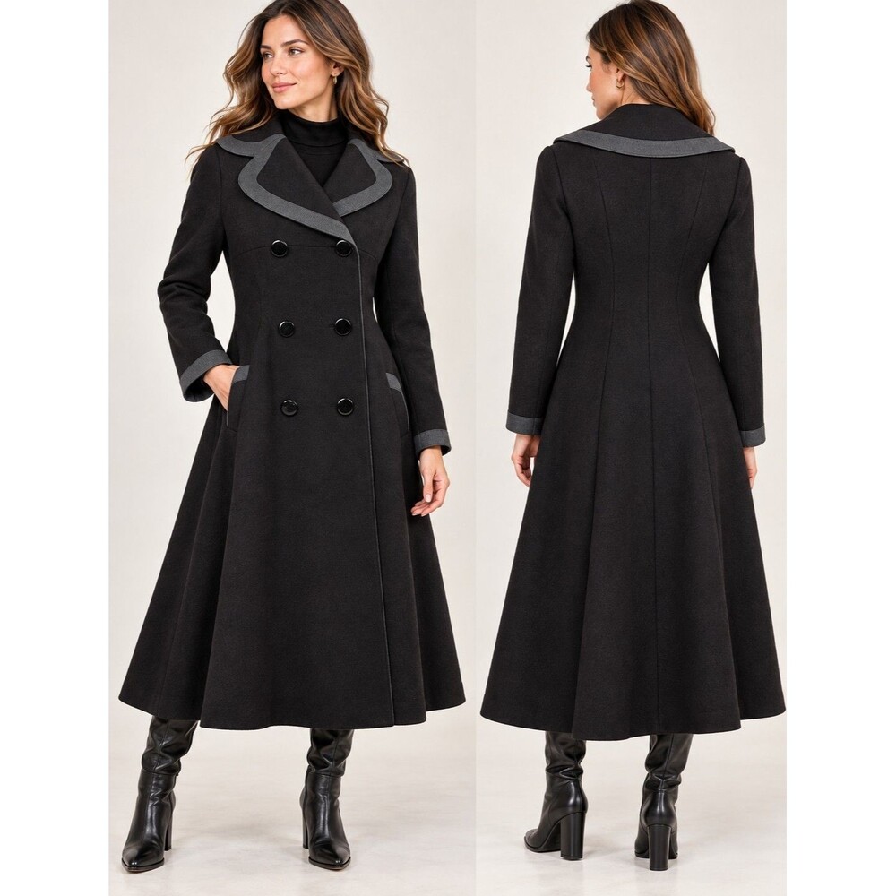 Vintage Akris Bergdorf Goodman 100% Wool Princess Swing Coat Silk Lined Size 10